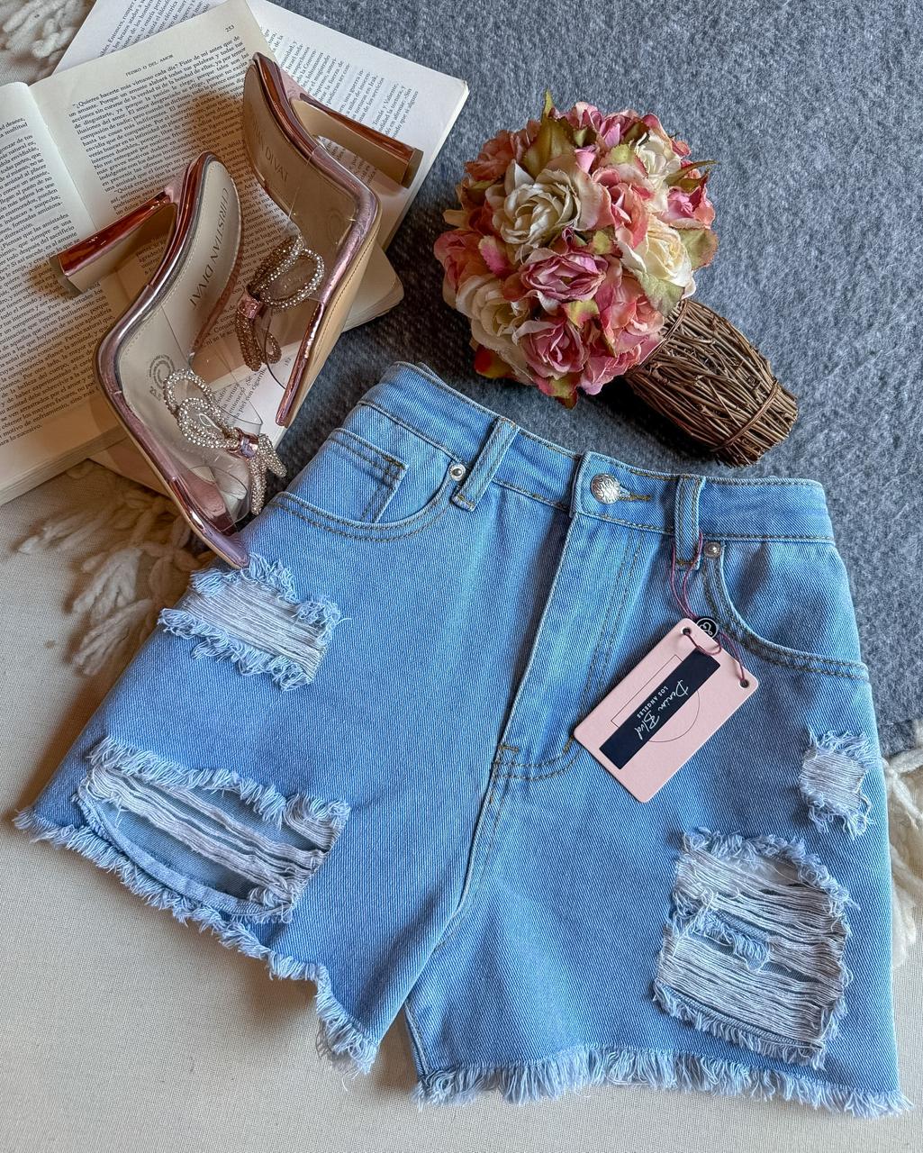 Short Azul Importación Premium Corto Sin Manga